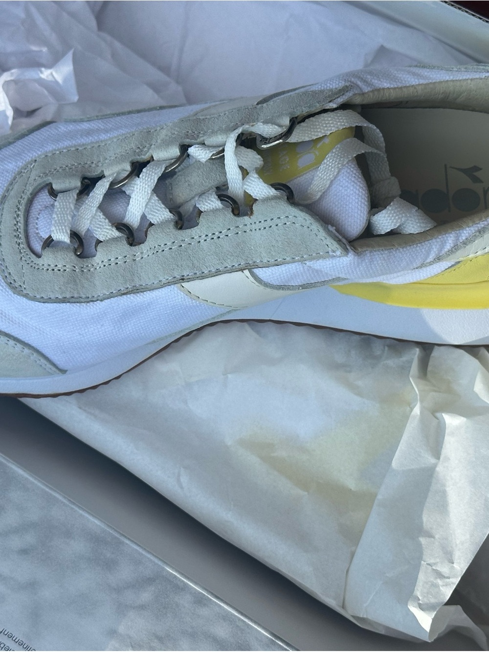 Diadora White / Lime Sneakers Box - Heritage Equipe Mad Italia